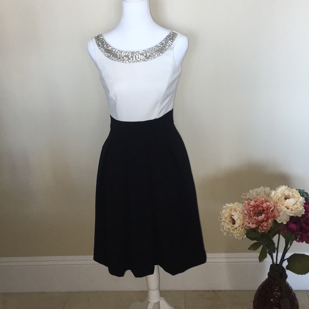 Sophisticated ivory and black dress by White House/Black Market, size 00